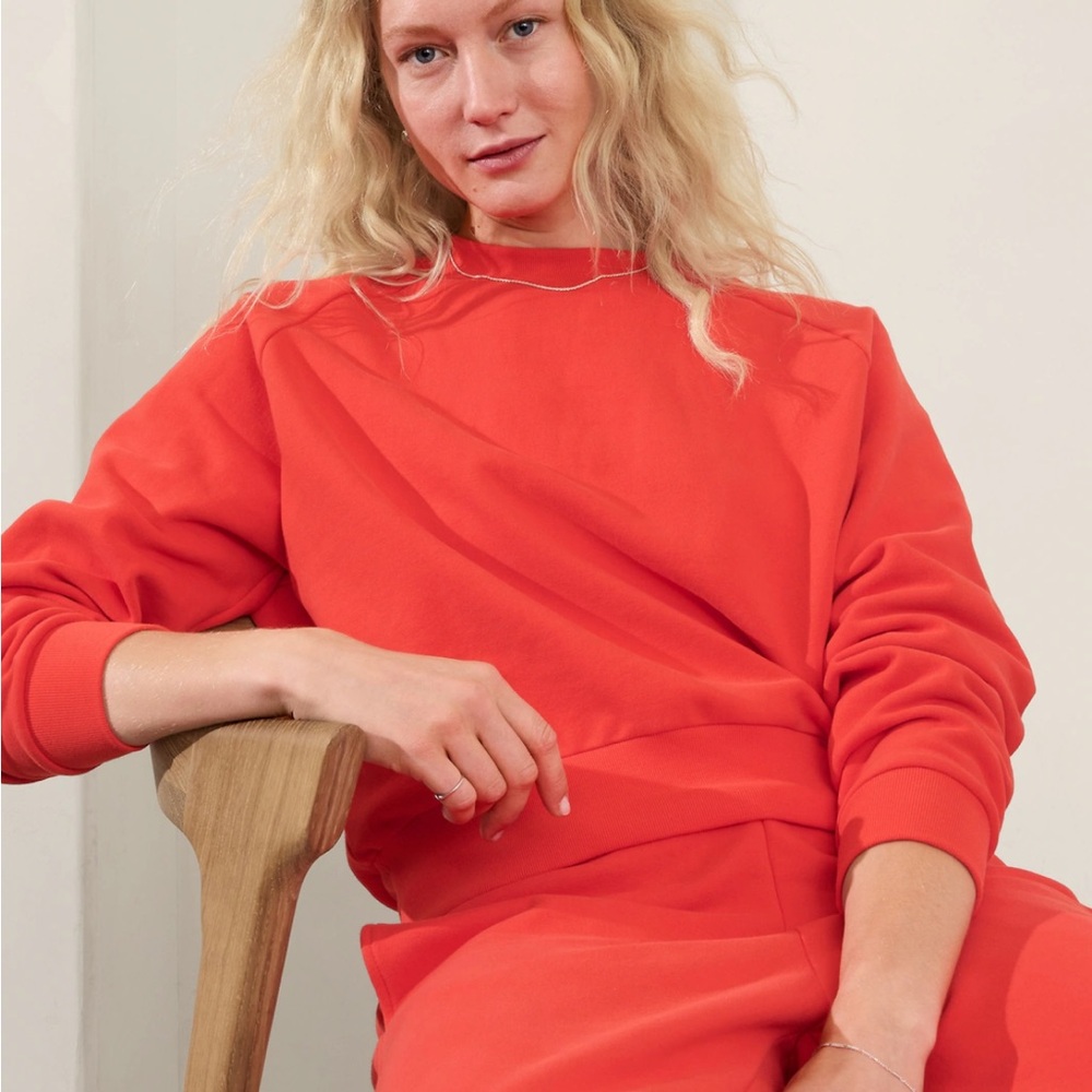 Athleta Easy Fleece Crew Sweatshirt Red NWT